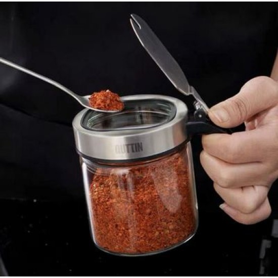 Δοχείο μπαχαρικών γυαλί/ανοξείδωτο/πλαστικό 11x7,7x10,5εκ. 300ml