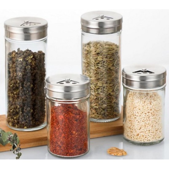 Δοχείο μπαχαρικών γυαλί/ανοξείδωτο 5x14εκ. 170ml