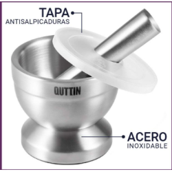 Γουδί με γουδοχέρι ανοξείδωτο και πλαστικό καπάκι 9,8x8,2εκ.