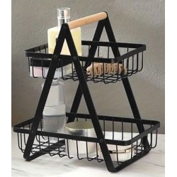 Καλάθι οργάνωσης μέταλλο/ξύλο μαύρο ματ 27x17x29εκ.