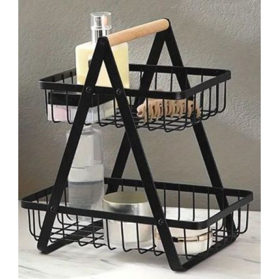 Καλάθι οργάνωσης μέταλλο/ξύλο μαύρο ματ 27x17x29εκ.