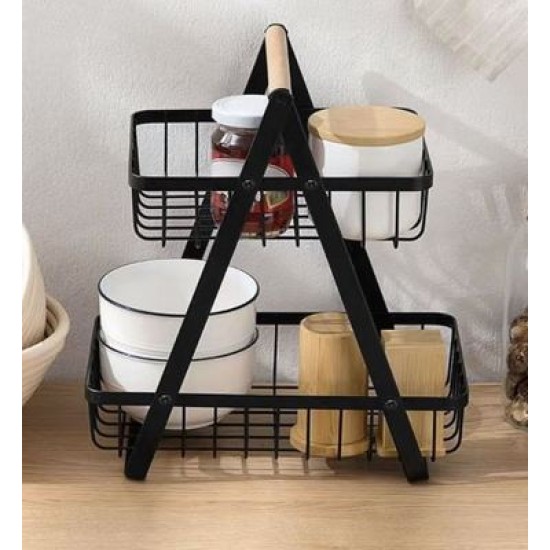 Καλάθι οργάνωσης μέταλλο/ξύλο μαύρο ματ 27x17x29εκ.