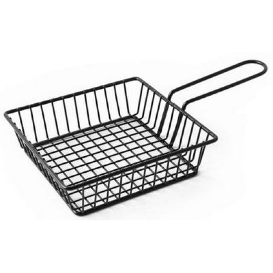 Καλαθάκι σερβιρίσματος με λαβή μεταλλικό μαύρο ματ 15x15x4εκ.