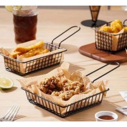 Καλαθάκι σερβιρίσματος με λαβή μεταλλικό μαύρο ματ 15x15x4εκ.