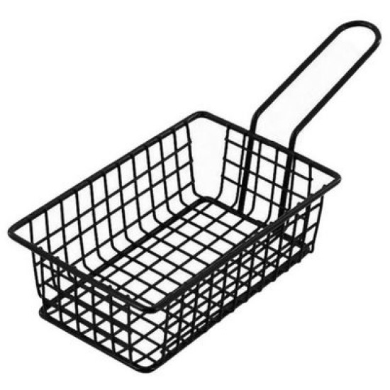 Καλαθάκι σερβιρίσματος με λαβή μεταλλικό μαύρο ματ 16x10x5εκ.