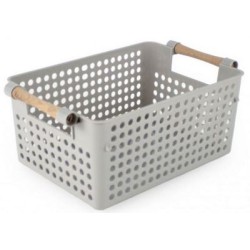 Καλάθι οργάνωσης με λαβές πλαστικό/ξύλο 3 χρώματα 26x18,5x12εκ.