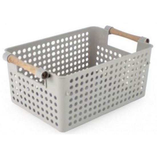 Καλάθι οργάνωσης με λαβές πλαστικό/ξύλο 3 χρώματα 32x23x15εκ.