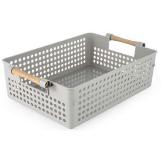 Καλάθι οργάνωσης με λαβές πλαστικό/ξύλο 3 χρώματα 32x22,5x10εκ.