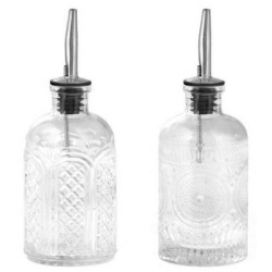 Φιάλη με κεραστήρι γυαλί/ανοξείδωτο/πλαστικό 2 σχέδια 200ml