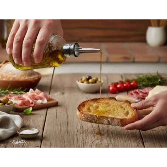 Φιάλη με κεραστήρι γυαλί/ανοξείδωτο/πλαστικό 2 σχέδια 200ml