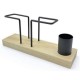 Βάση για χειροπετσέτες με θήκη για οδοντογλυφίδες μέταλλο/ξύλο 20x5,5x8εκ.