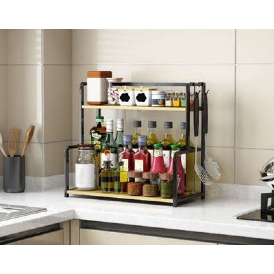 Ραφιέρα κουζίνας μέταλλο/ξύλο 2 χρώματα 44,5x20x41,5εκ.