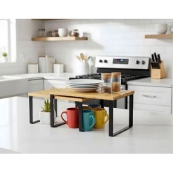 Σετ 2 ραφιέρες μέταλλο/ξύλο 2 χρώματα 30x18,5x13,5εκ./32x19,5x15,5εκ.