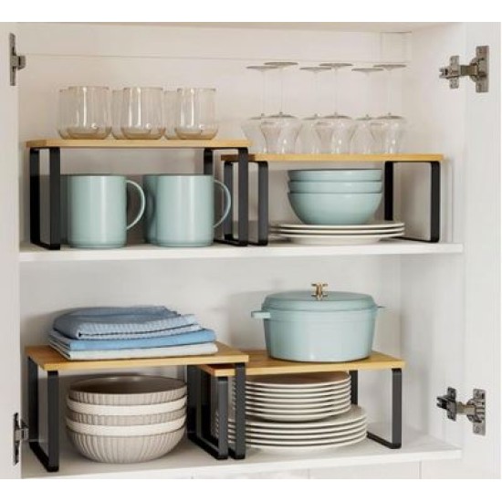 Σετ 2 ραφιέρες μέταλλο/ξύλο 2 χρώματα 30x18,5x13,5εκ./32x19,5x15,5εκ.