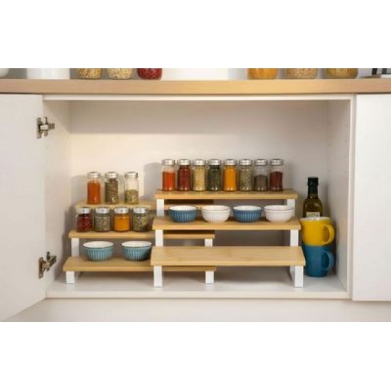 Σετ 2 ραφιέρες 3 επιπέδων μέταλλο/ξύλο 2 χρώματα 30x22,8x10,3εκ./30x24,5x12,3εκ.