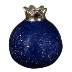 Διακοσμητικό ρόδι κεραμικό μπλε/χρυσό 7,6εκ.