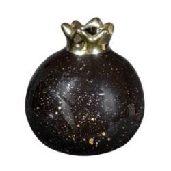 Διακοσμητικό ρόδι κεραμικό μαύρο/χρυσό 7,6εκ.