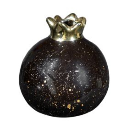 Διακοσμητικό ρόδι κεραμικό μαύρο/χρυσό 10,16εκ.