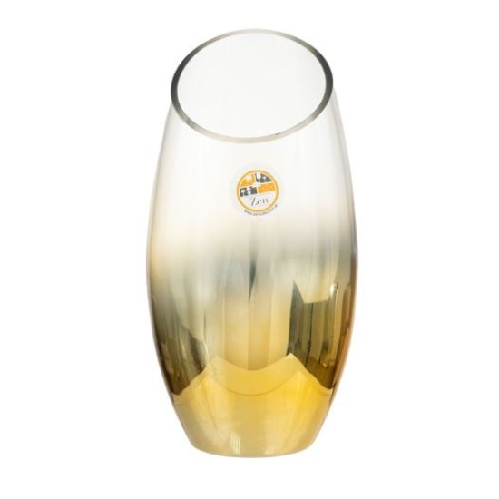 Ανθοδοχείο γυάλινο κοφτό χειροποίητο χρυσό/διάφανο 24,5εκ.