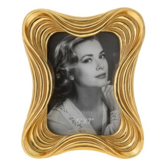 Κορνίζα polyresin χρυσή με καμπύλες και γραμμές 15x20εκ.