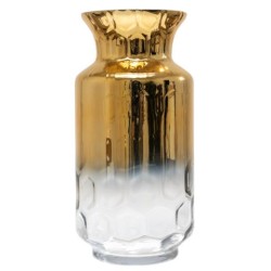Ανθοδοχείο γυάλινο χειροποίητο χρυσό/διάφανο 17,5x35εκ.