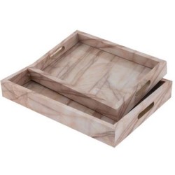 Σετ 2 δίσκοι πλαστικοί μάρμαρο μπεζ 25x35x4,8εκ./20x30x4εκ.