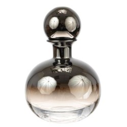 Καράφα διακοσμητική χειροποίητη γυάλινη φυσιτή ανθρακί/διάφανο 7,5x28εκ.