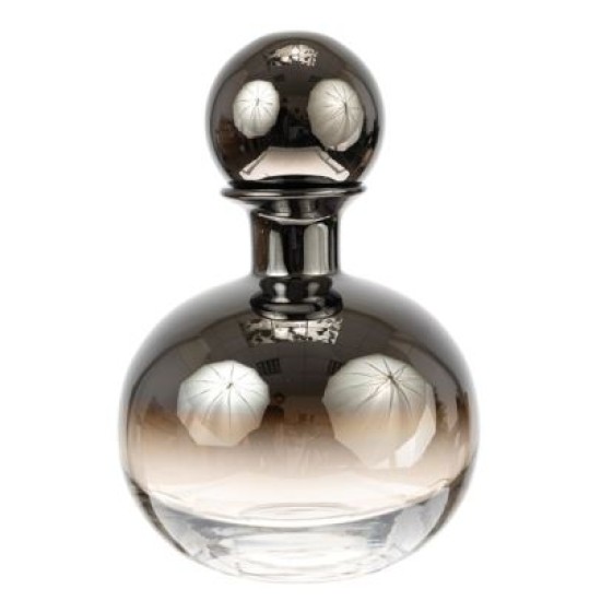 Καράφα διακοσμητική χειροποίητη γυάλινη φυσιτή ανθρακί/διάφανο 7,5x28εκ.