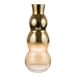 Ανθοδοχείο γυάλινο χειροποίητο χρυσό/μελί 16,5x40εκ.