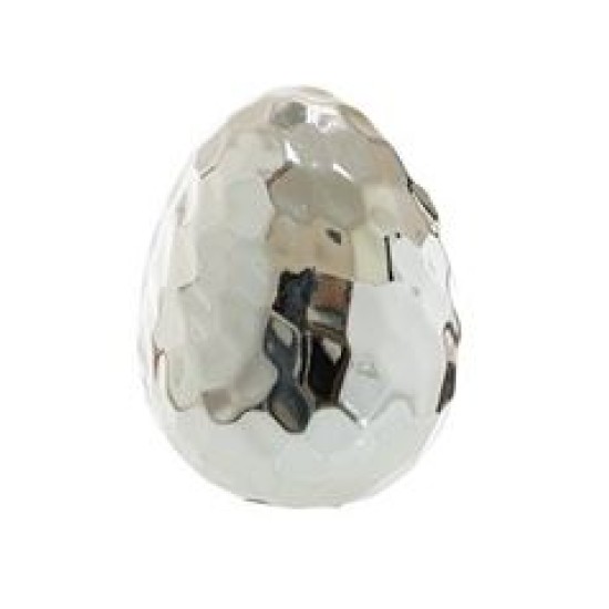 Πασχαλινό αυγό κεραμικό ασημί 8,5x8,5x10,2εκ.