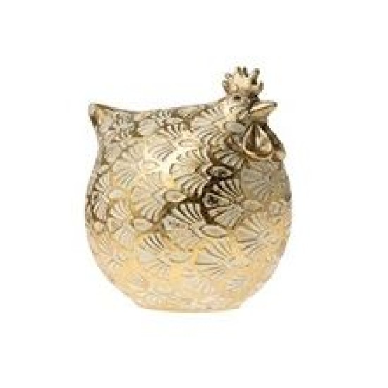 Πασχαλινή κότα πολυεστερική χρυσή με σχέδιο 10x7x8,5εκ.