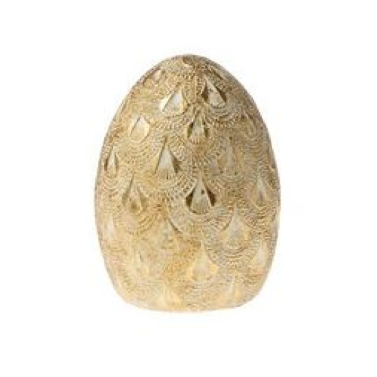Πασχαλινό αυγό πολυεστερικό χρυσό με σκάλισμα 8,5x8,5x10,5εκ.