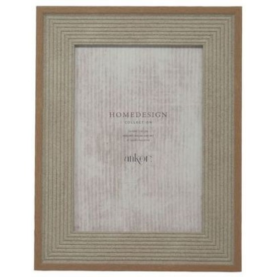 Κορνίζα πλαστική καφέ/μπεζ ξύλινη όψη 13x18εκ.