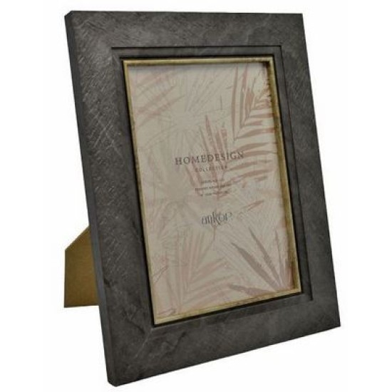 Κορνίζα πλαστική γκρι/χρυσό ζαγρέ όψη 13x18εκ.