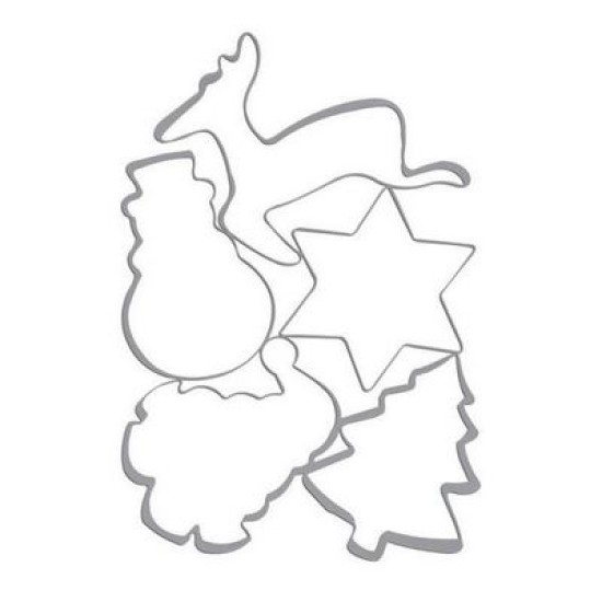 Σετ 5 κουτ-πατ μεταλλικά χριστουγεννιάτικα σχέδια 10-12εκ.