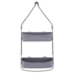 Ραφιέρα μπάνιου σιλικόνης κρεμαστή με βεντούζες γκρι 32x11x73εκ.