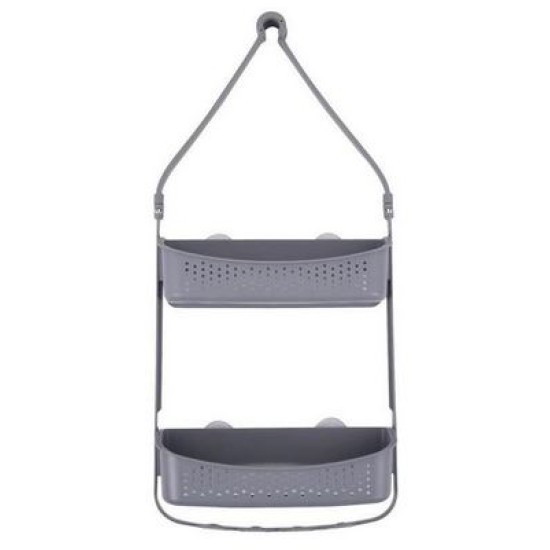 Ραφιέρα μπάνιου σιλικόνης κρεμαστή με βεντούζες γκρι 32x11x73εκ.