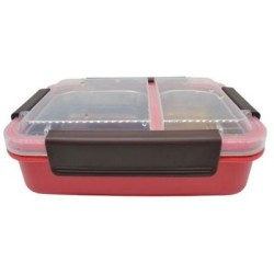 Φαγητοδοχείο πλαστικό/ανοξείδωτο 2 θέσεων 23x16x7εκ. κόκκινο
