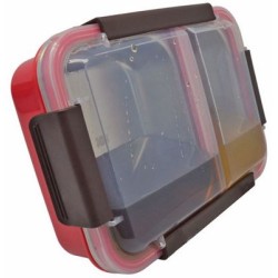 Φαγητοδοχείο πλαστικό/ανοξείδωτο 2 θέσεων 23x16x7εκ. κόκκινο