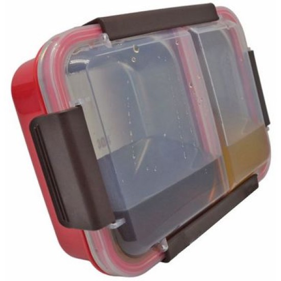 Φαγητοδοχείο πλαστικό/ανοξείδωτο 2 θέσεων 23x16x7εκ. κόκκινο