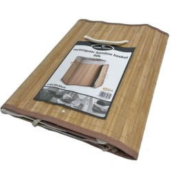 Καλάθι απλύτων μπαμπού φυσικό χρώμα με ύφασμα 41x31x50εκ.