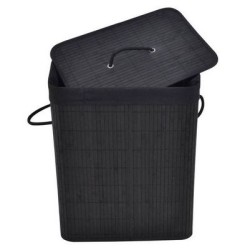 Καλάθι απλύτων μπαμπού μαύρο χρώμα με ύφασμα 41x31x50εκ.