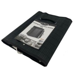 Καλάθι απλύτων μπαμπού μαύρο χρώμα με ύφασμα 41x31x50εκ.