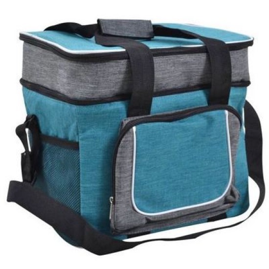 Ισοθερμική τσάντα 2 θέσεων πετρόλ/γκρι 32,5x26,5x33εκ. 28L