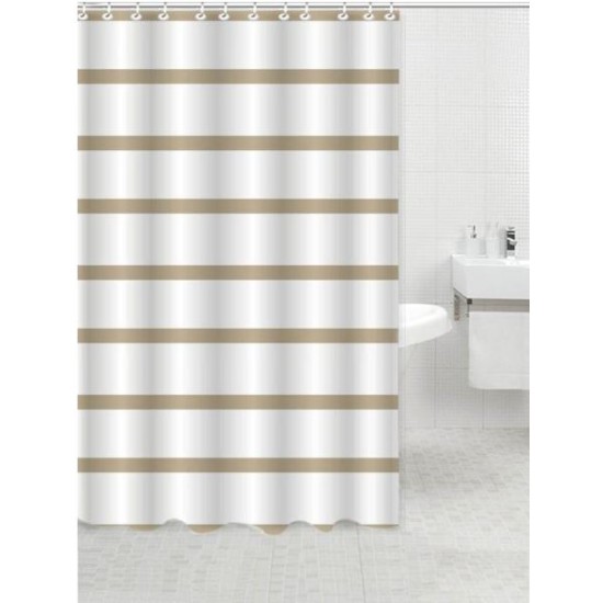 Κουρτίνα μπάνιου πολυεστερική 220x180εκ. 90gsm μπεζ ρίγα