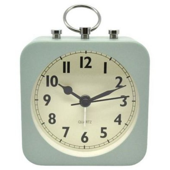 Ρολόι-ξυπνητήρι μεταλλικό αθόρυβο πράσινο μέντας 8,5x4,5x11,5εκ.