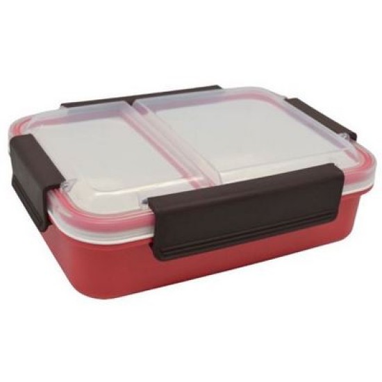 Φαγητοδοχείο πλαστικό 2 θέσεων κόκκινο 23x16,4x7εκ. 1L