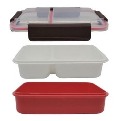 Φαγητοδοχείο πλαστικό 2 θέσεων κόκκινο 23x16,4x7εκ. 1L