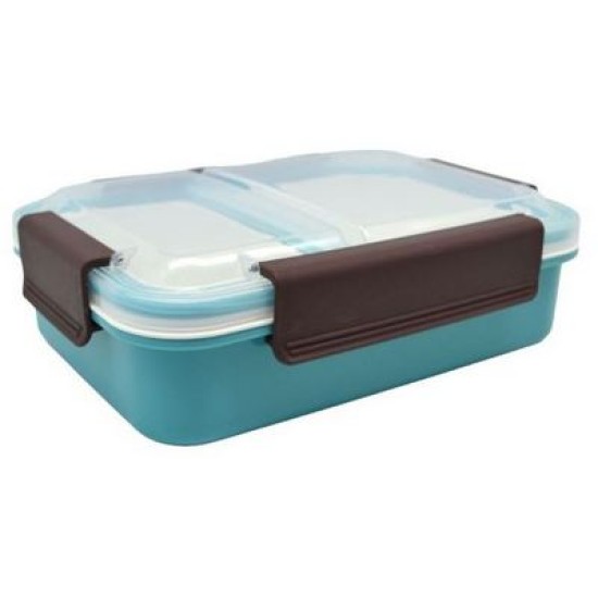 Φαγητοδοχείο πλαστικό 2 θέσεων μπλε 23x16,4x7εκ. 1L