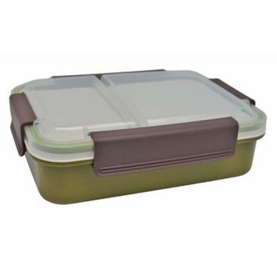 Φαγητοδοχείο πλαστικό 2 θέσεων πράσινο 23x16,4x7εκ. 1L